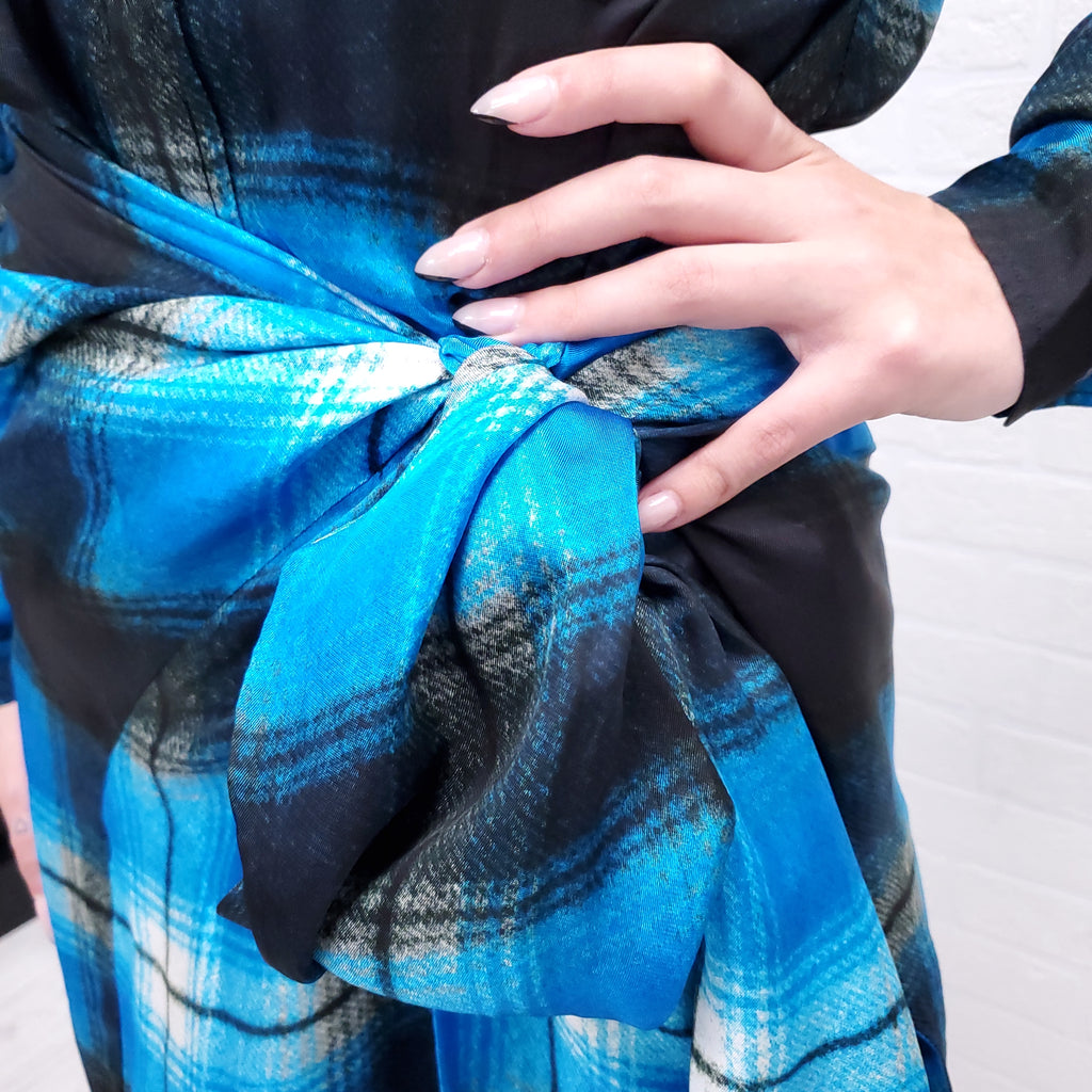 DRIES VAN NOTEN BLUE AND BLACK DRESS - SIZE 42