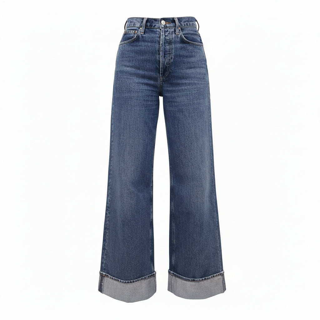 AGOLDE ‘DAME’ WIDE LEG CUFFED JEANS - SIZE 24