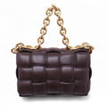 BOTTEGA VENETA BROWN LEATHER PADDED CASSETTE BAG WITH GOLD CHAIN