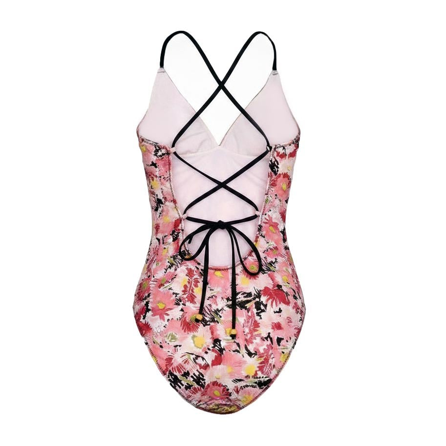 STELLA MCCARTNEY PINK AND YELLOW FLORAL ONE-PIECE SWIMSUIT - SIZE S