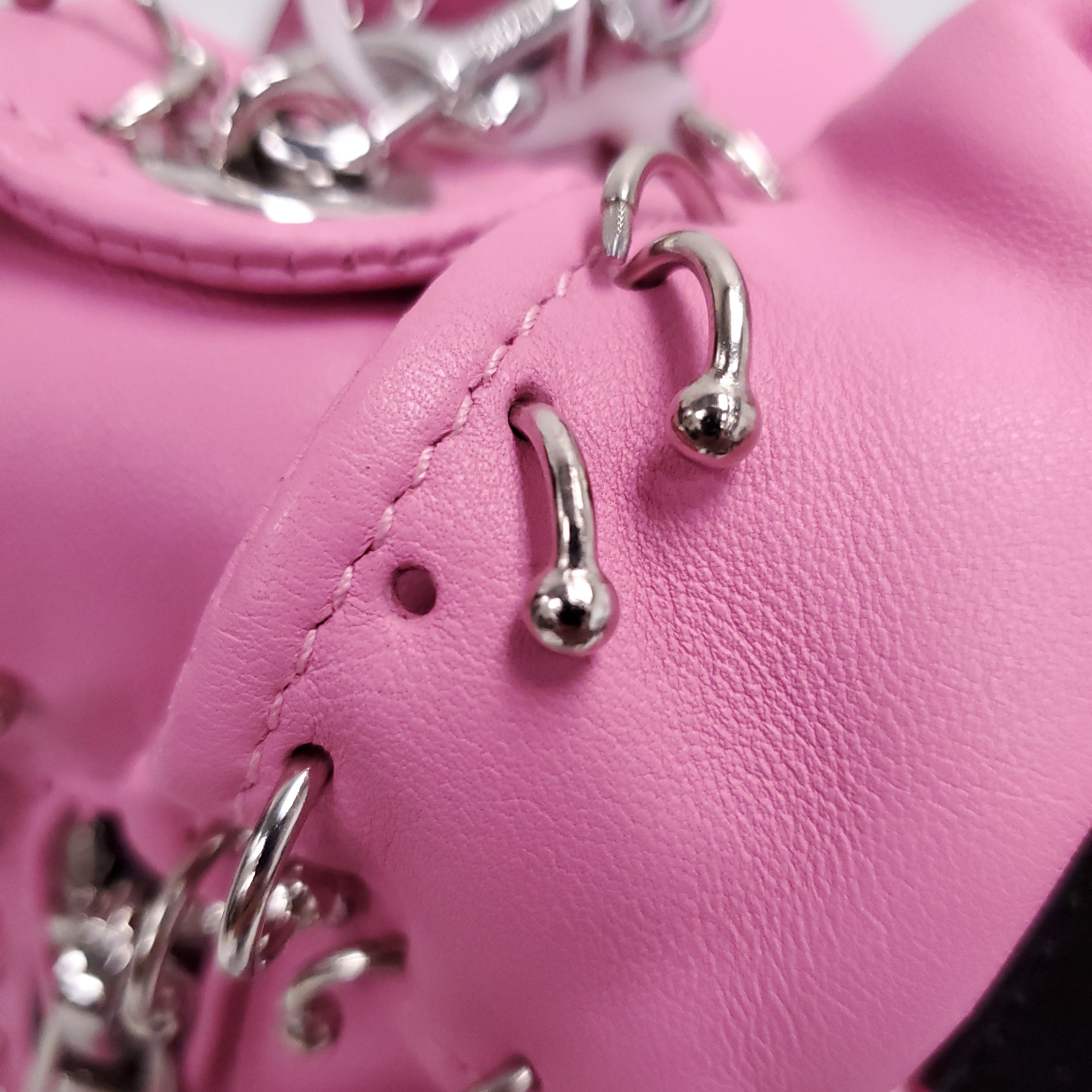 MOSCHINO PINK BIKER JACKET PIERCING SHOULDER BAG