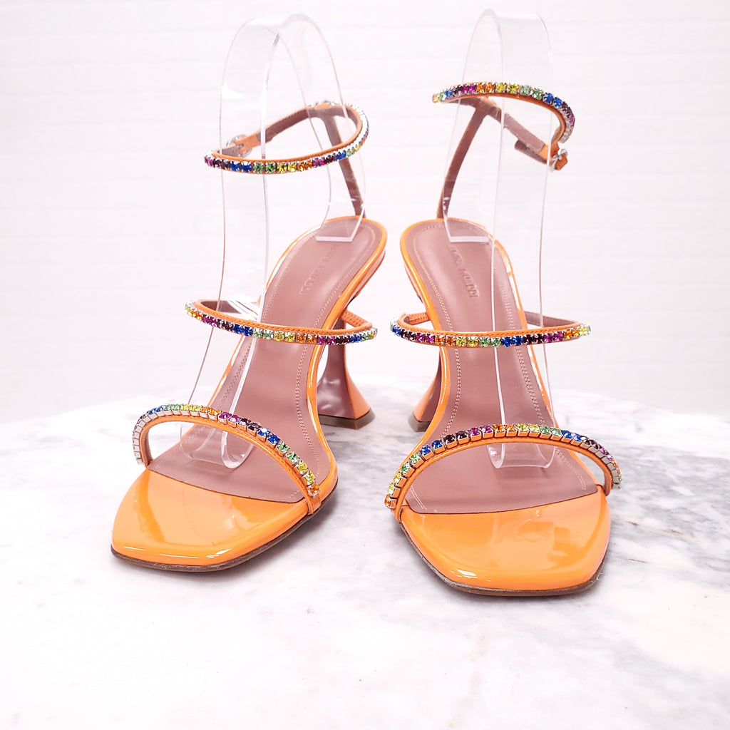AMINA MUADDI ORANGE GILDA SANDALS - SIZE 40