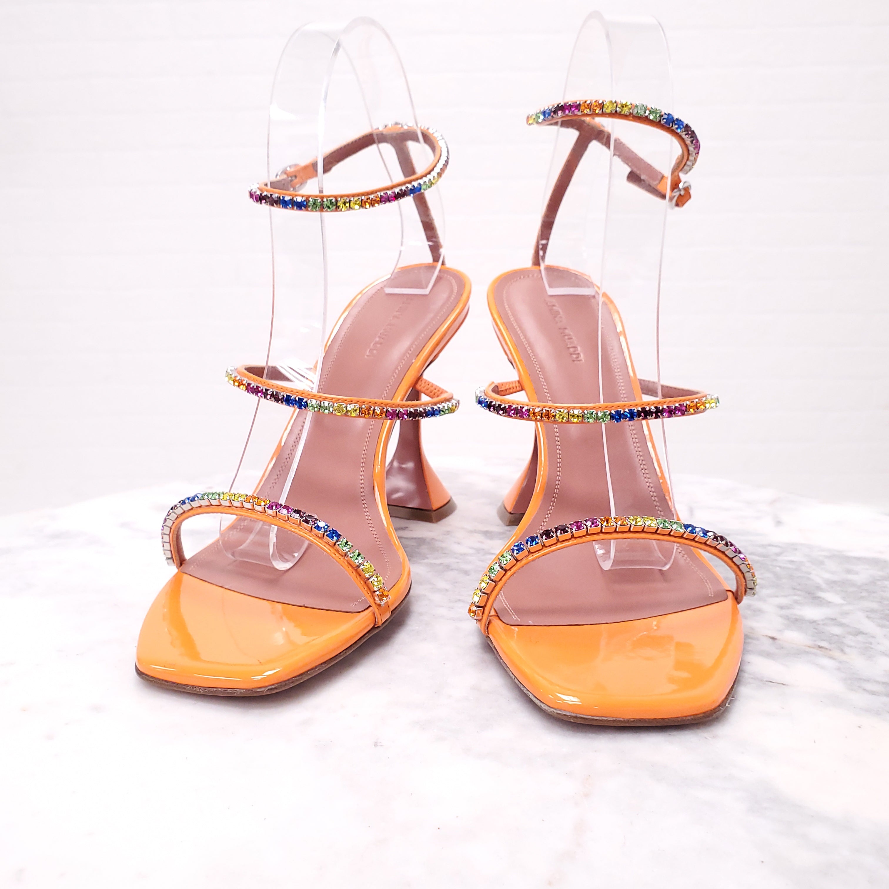 AMINA MUADDI ORANGE GILDA SANDALS - SIZE 40