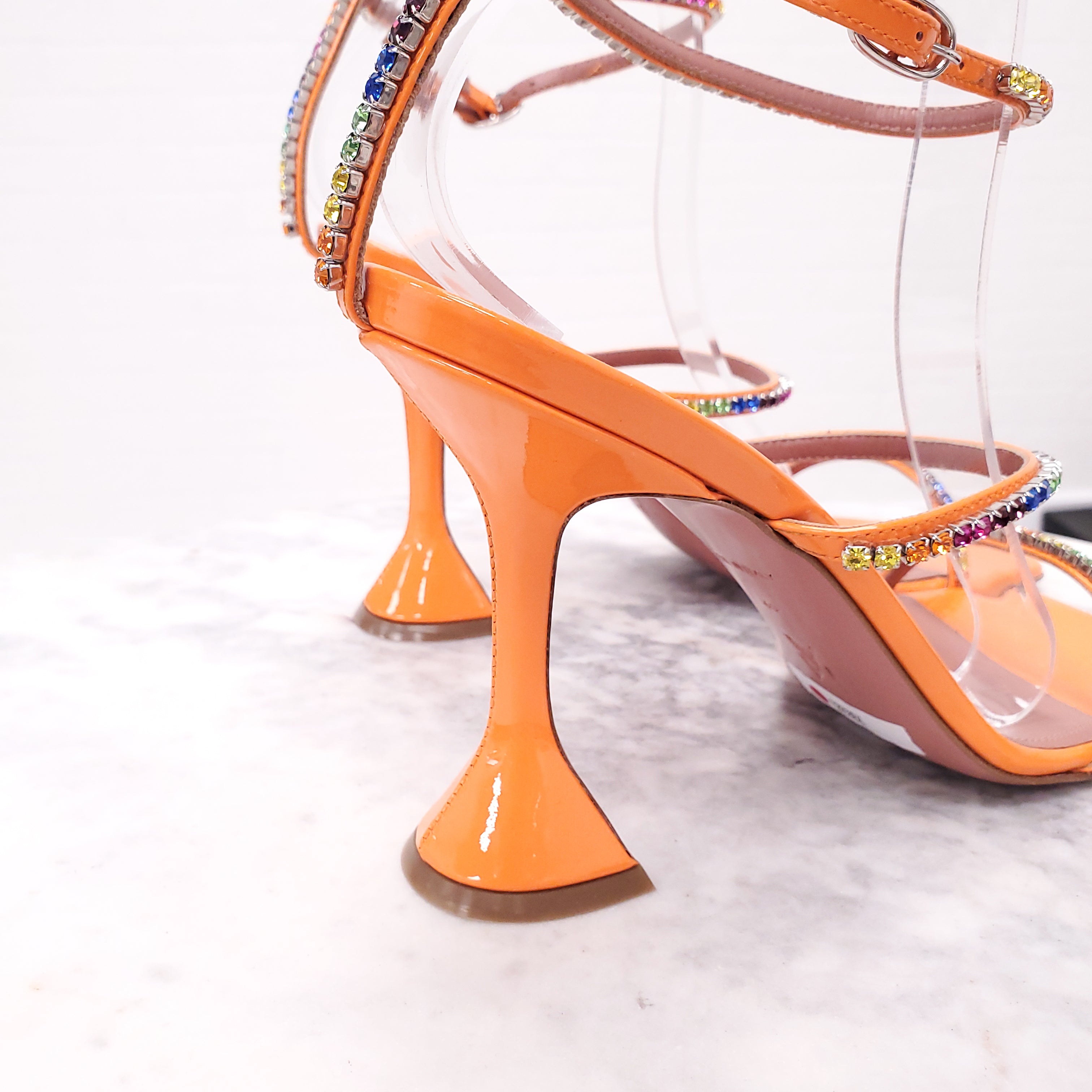 AMINA MUADDI ORANGE GILDA SANDALS - SIZE 40