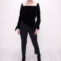 ROLAND MOURET BLACK JUMPSUIT WITH VELVET - SIZE 6