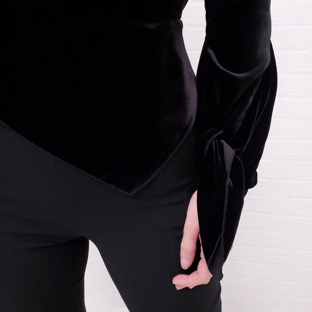 ROLAND MOURET BLACK JUMPSUIT WITH VELVET - SIZE 6