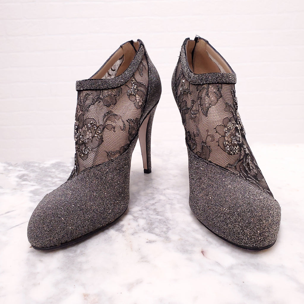 VALENTINO LACE SEQUIN BOOTIES - SIZE 40