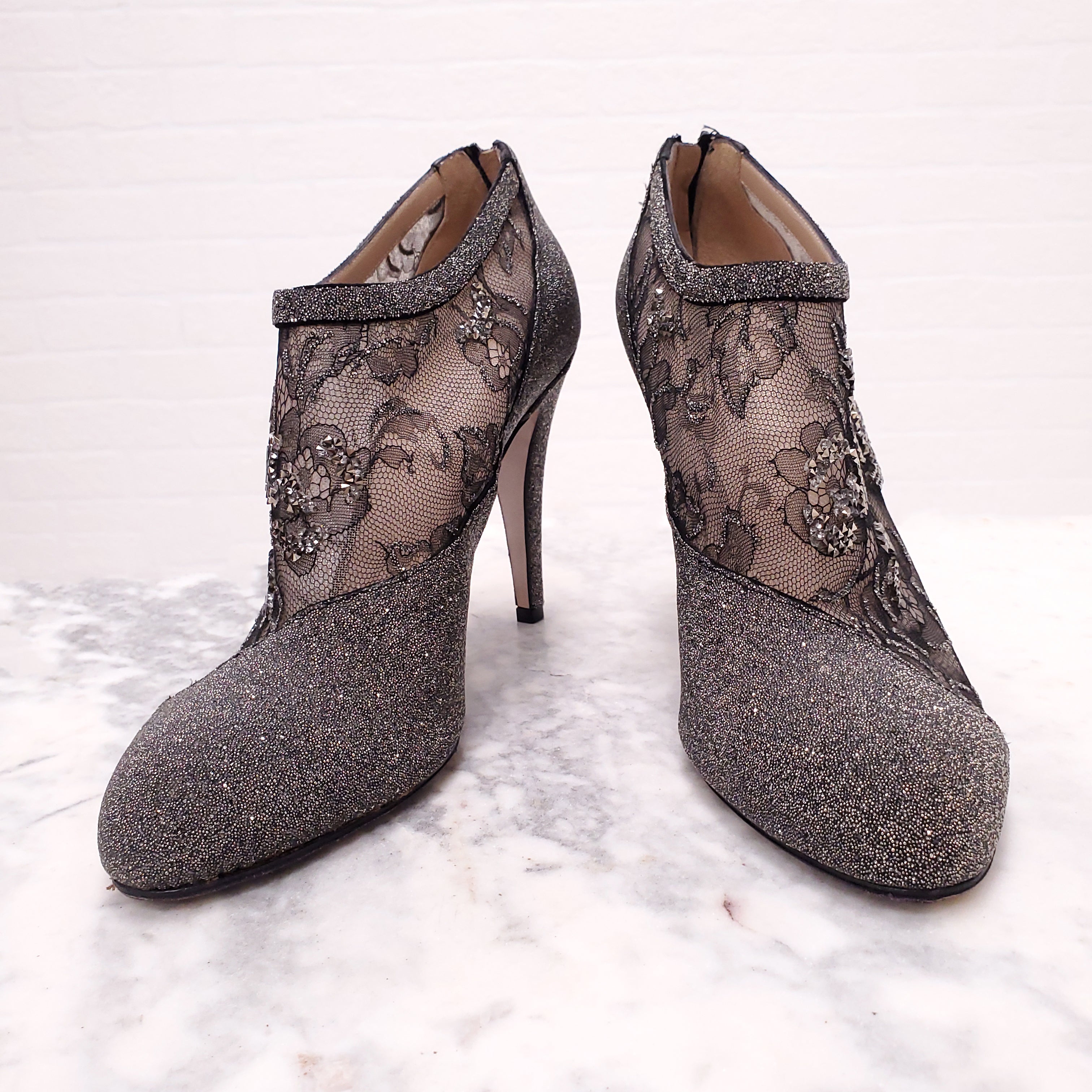 VALENTINO LACE SEQUIN BOOTIES - SIZE 40