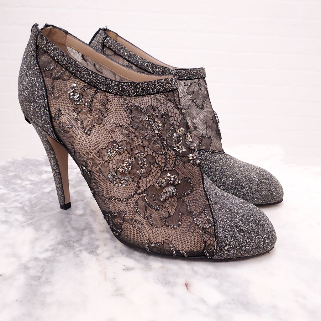 VALENTINO LACE SEQUIN BOOTIES - SIZE 40