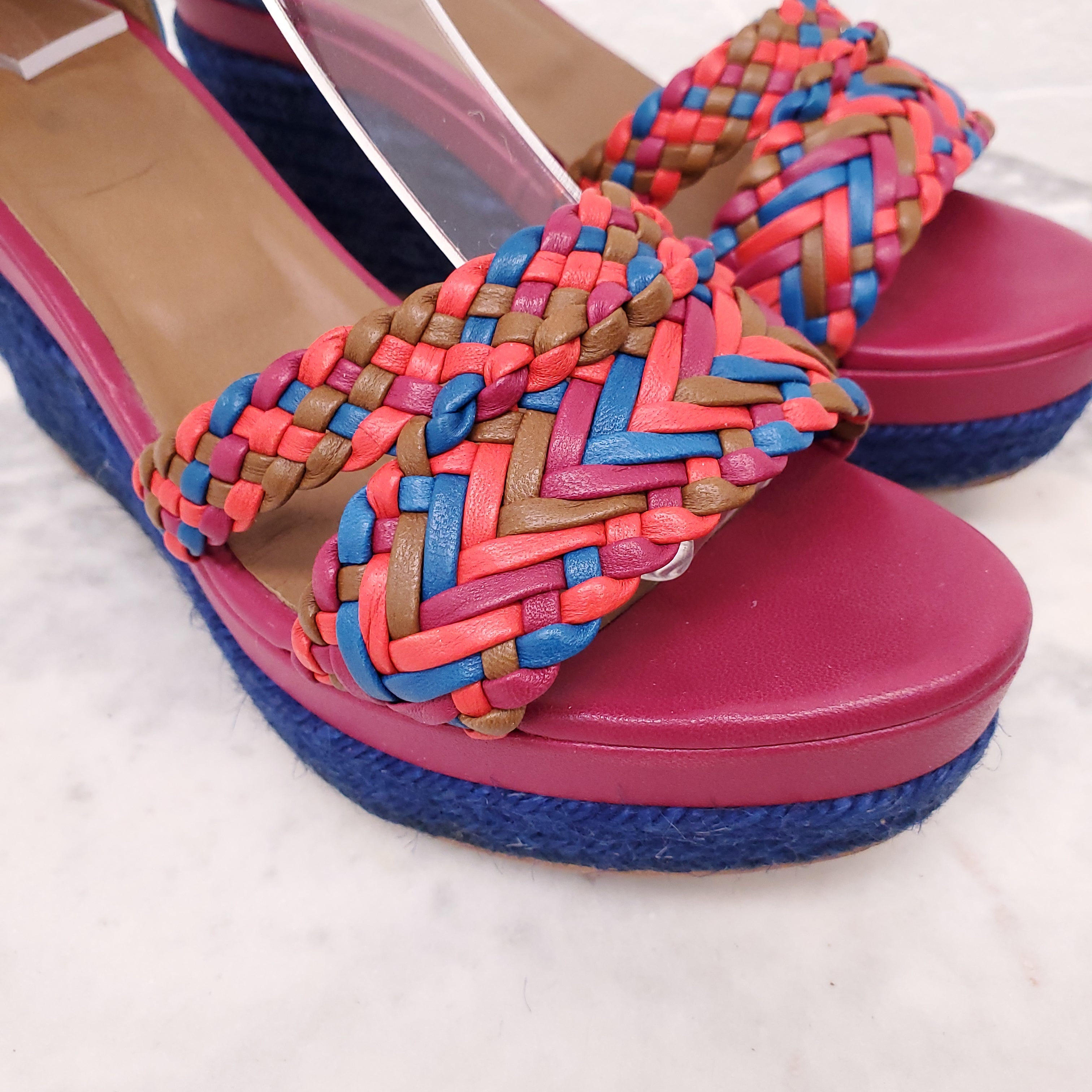 HERMÈS WOVEN PLATFORM SANDALS - SIZE 36