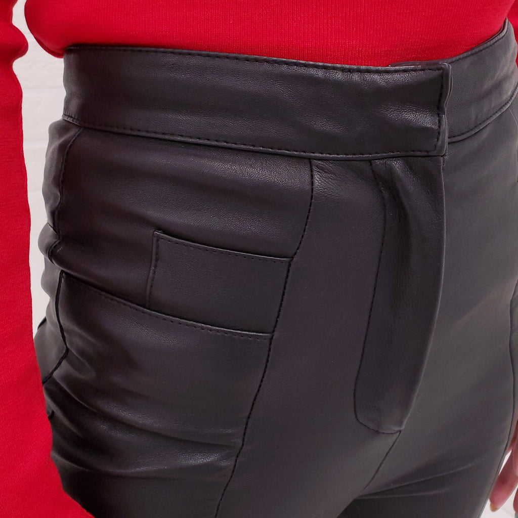 BALMAIN LEATHER PANTS - SIZE 34