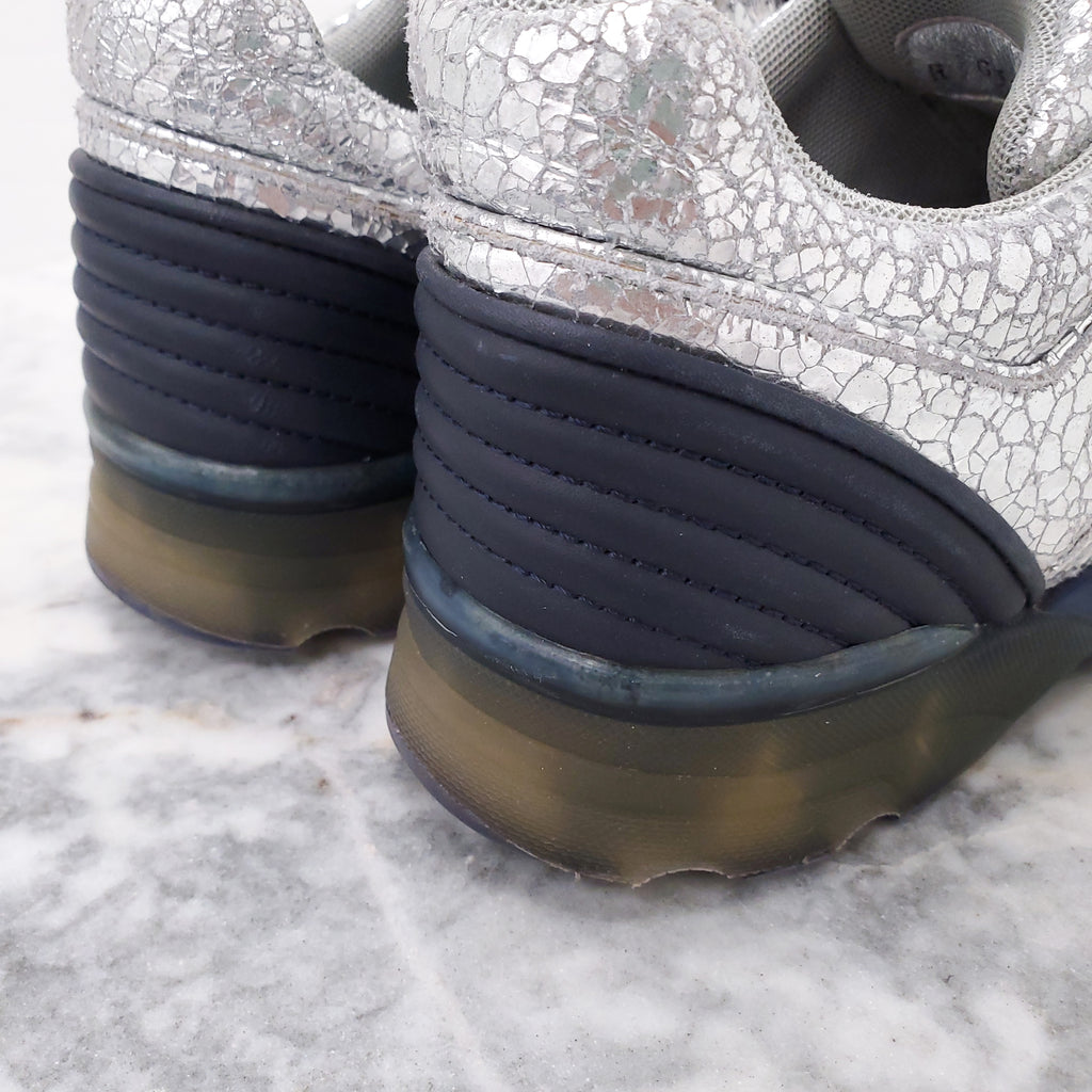 CHANEL SILVER SNEAKERS - SIZE 37.5