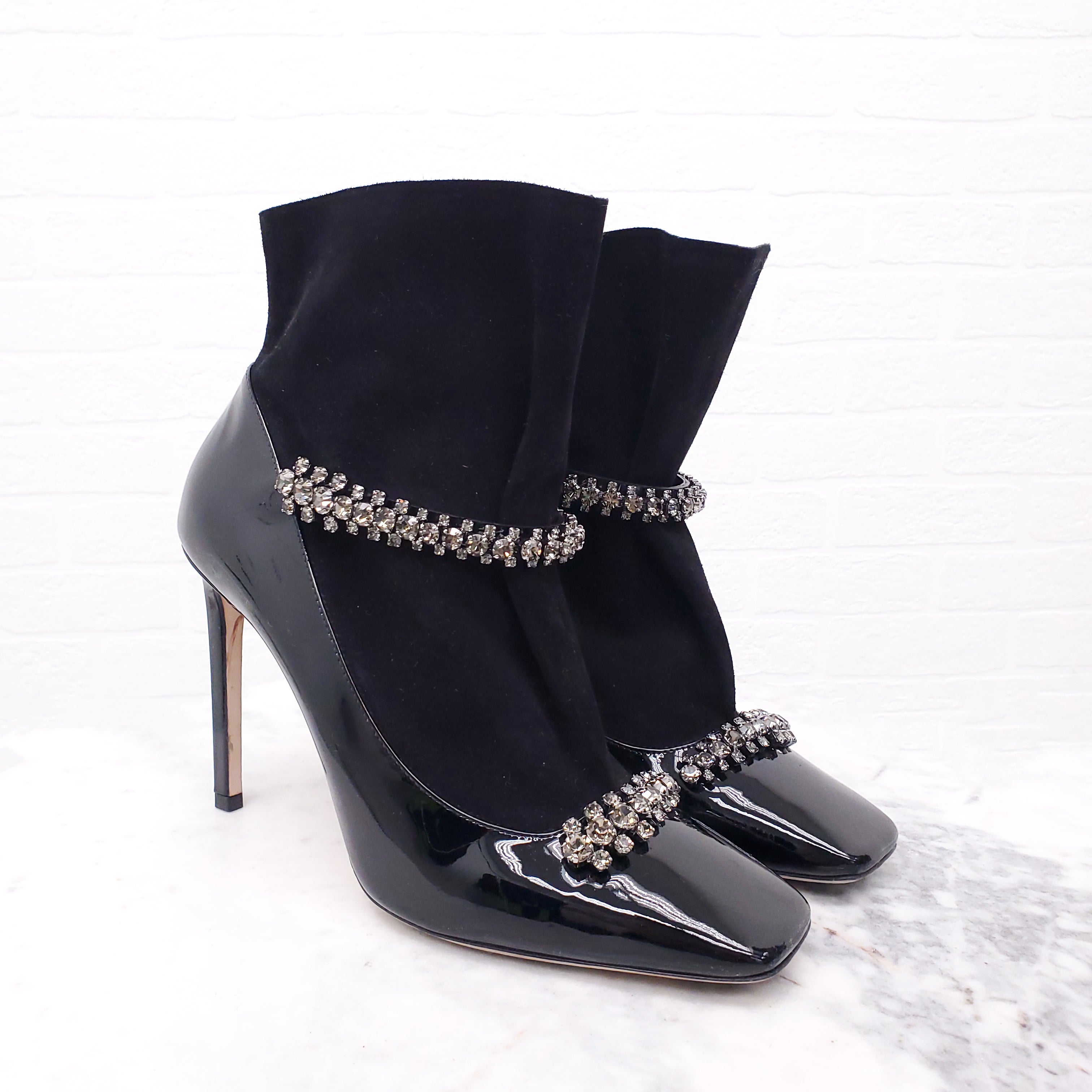 JIMMY CHOO MARUXA 100 CRYSTAL BOOTIES - SIZE 39