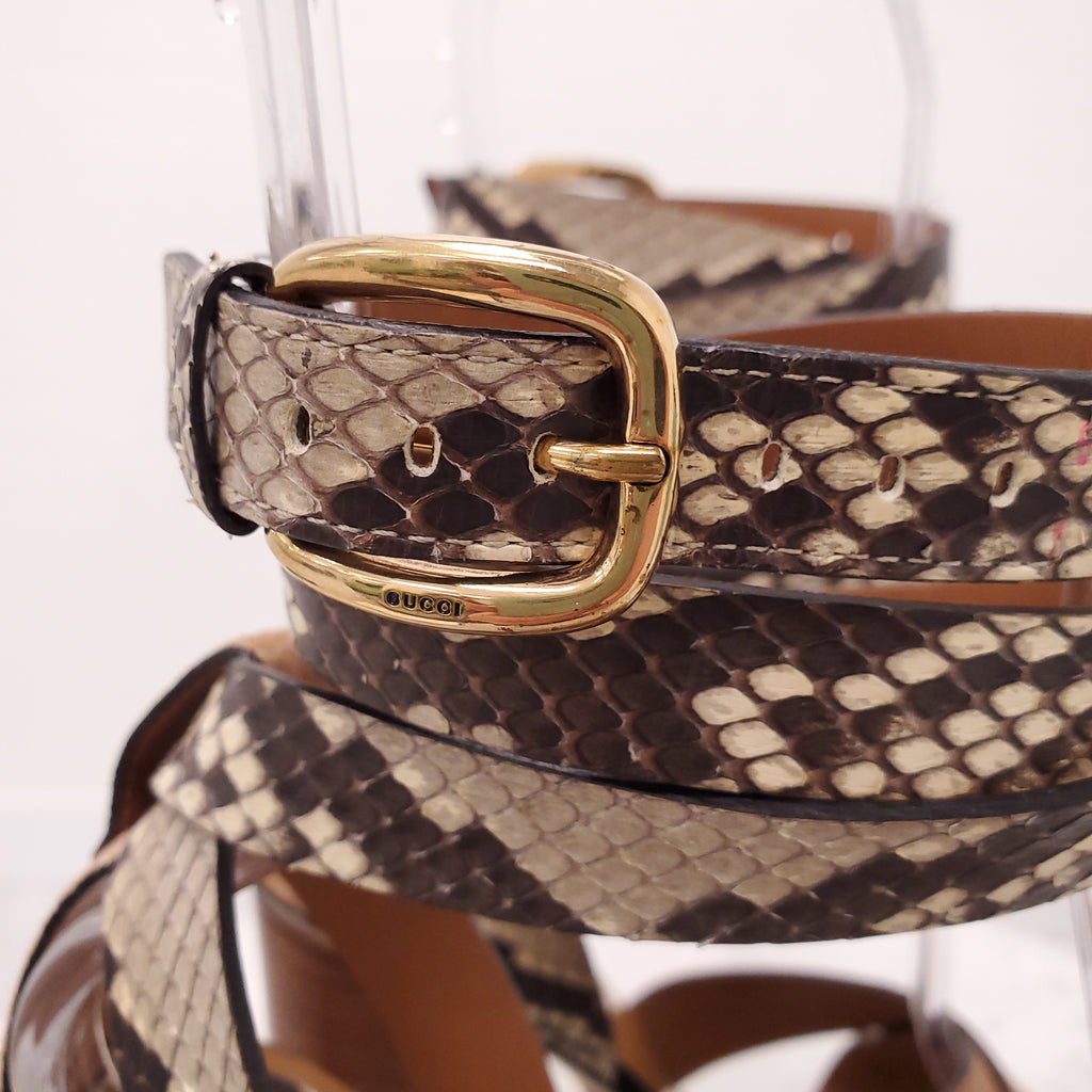 GUCCI SNAKESKIN WRAP HEELS - SIZE 35.5