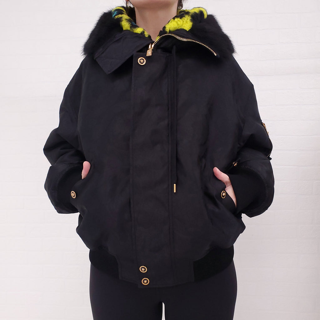 VERSACE BOMBER JACKET WITH LEOPARD INTERIOR - SIZE 48