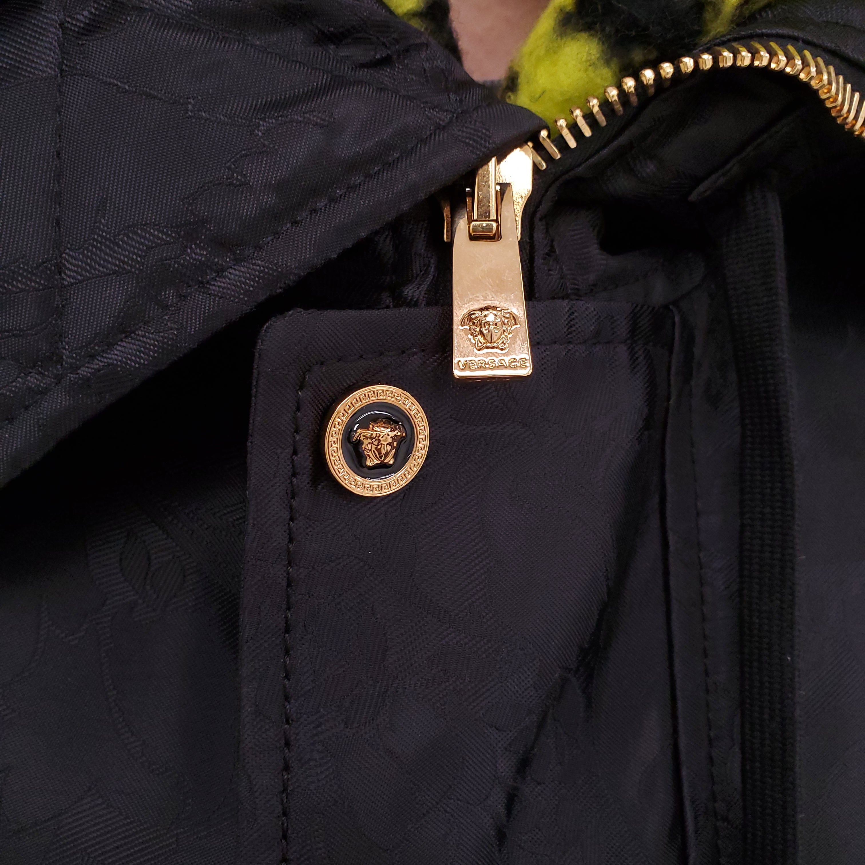 VERSACE BOMBER JACKET WITH LEOPARD INTERIOR - SIZE 48