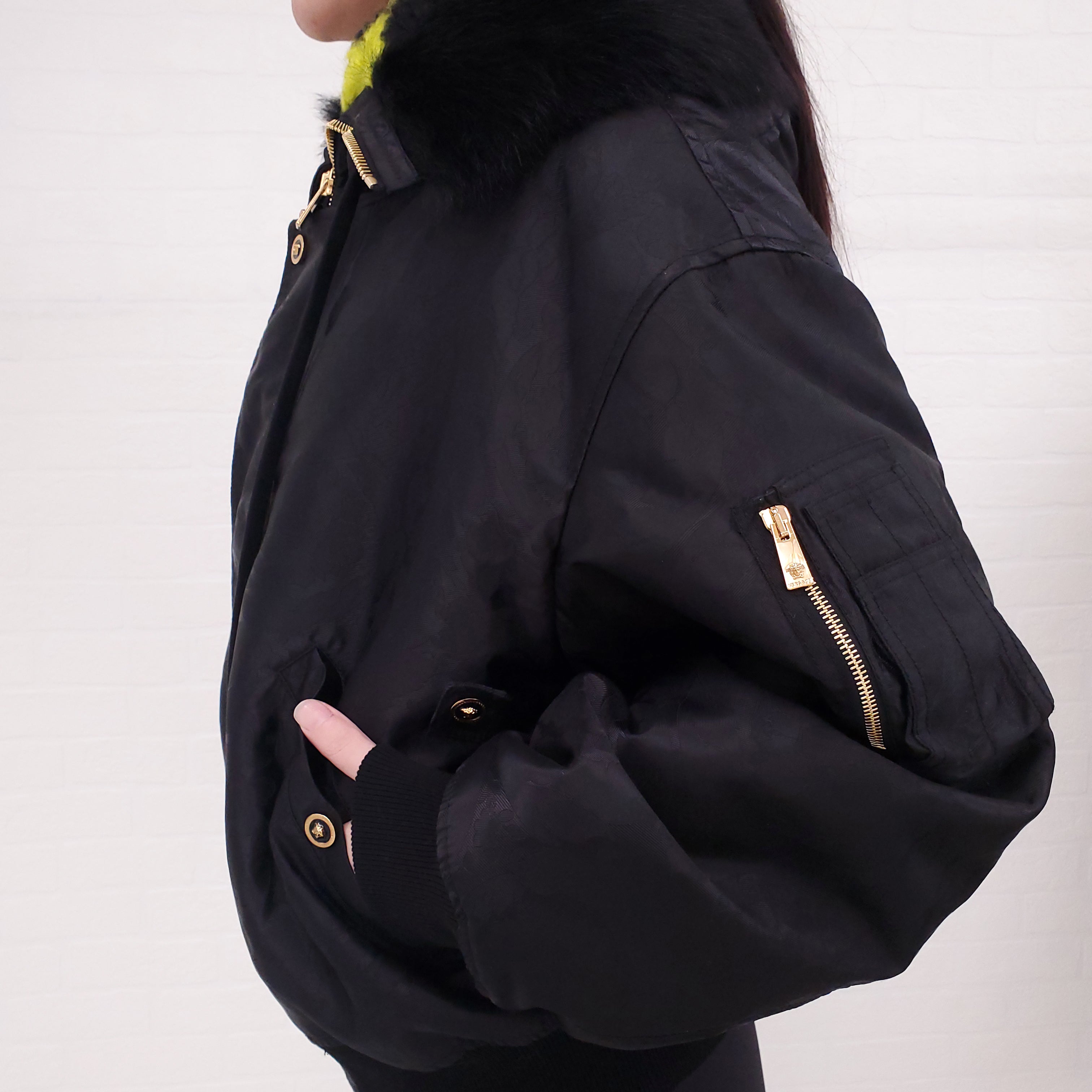 VERSACE BOMBER JACKET WITH LEOPARD INTERIOR - SIZE 48