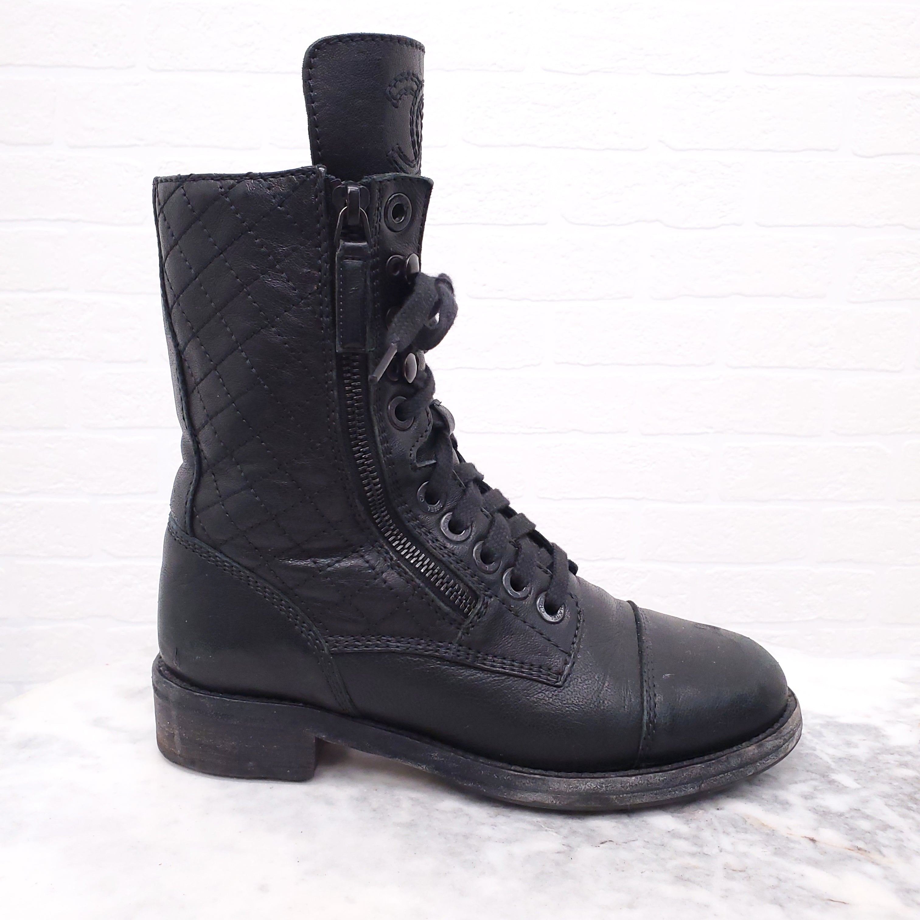 CHANEL MOTORCYCLE BOOTS - SIZE 36