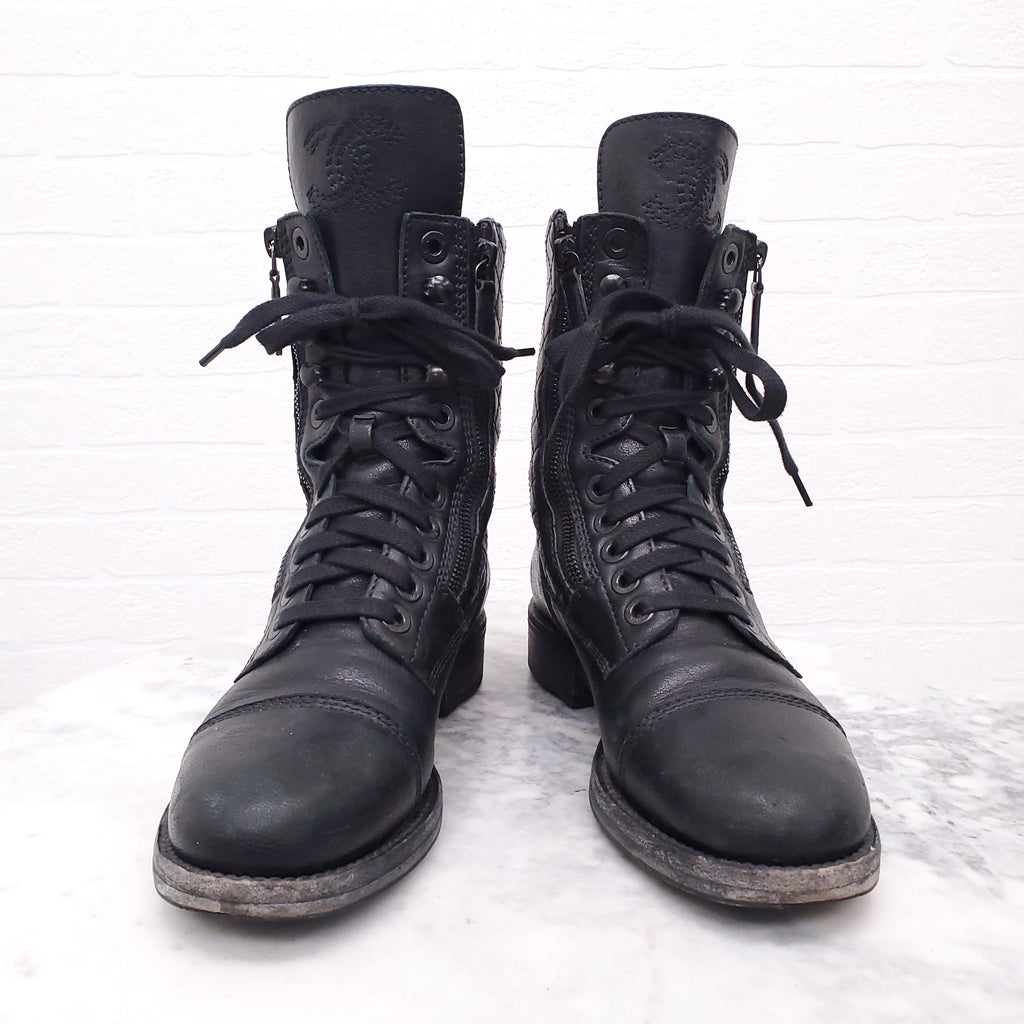 CHANEL MOTORCYCLE BOOTS - SIZE 36