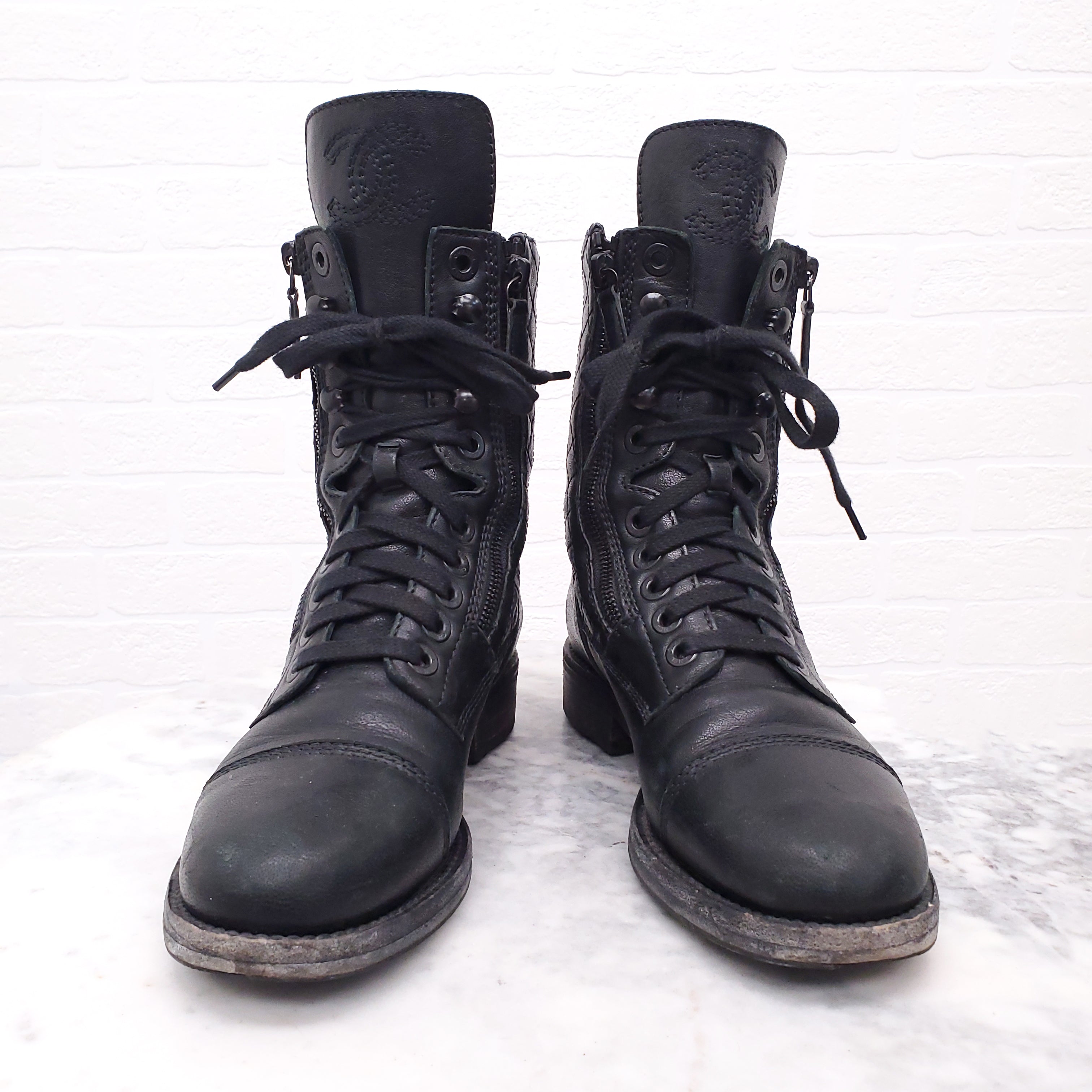 CHANEL MOTORCYCLE BOOTS - SIZE 36