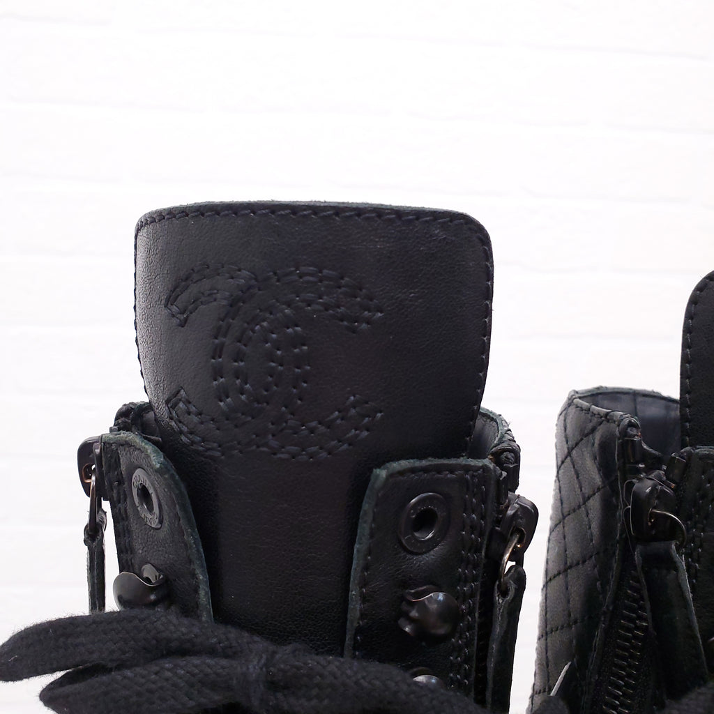 CHANEL MOTORCYCLE BOOTS - SIZE 36