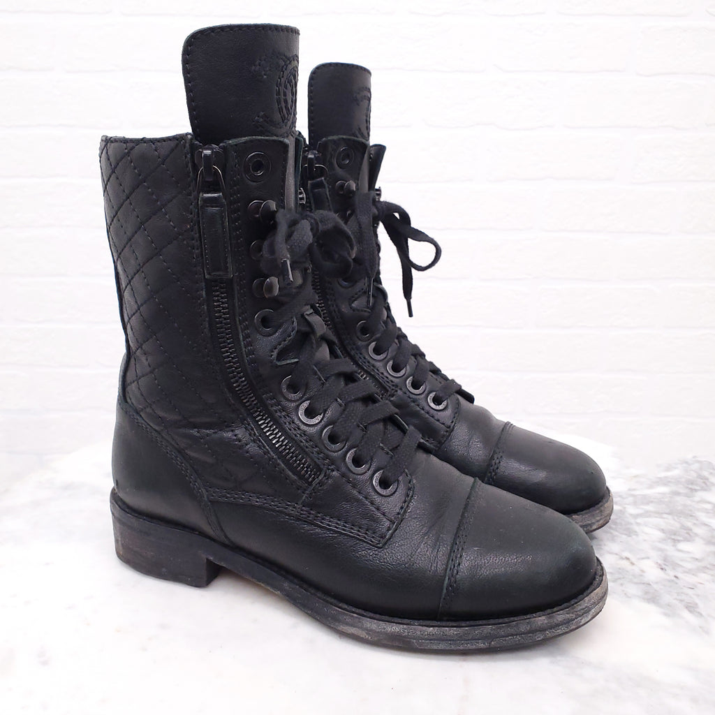 CHANEL MOTORCYCLE BOOTS - SIZE 36