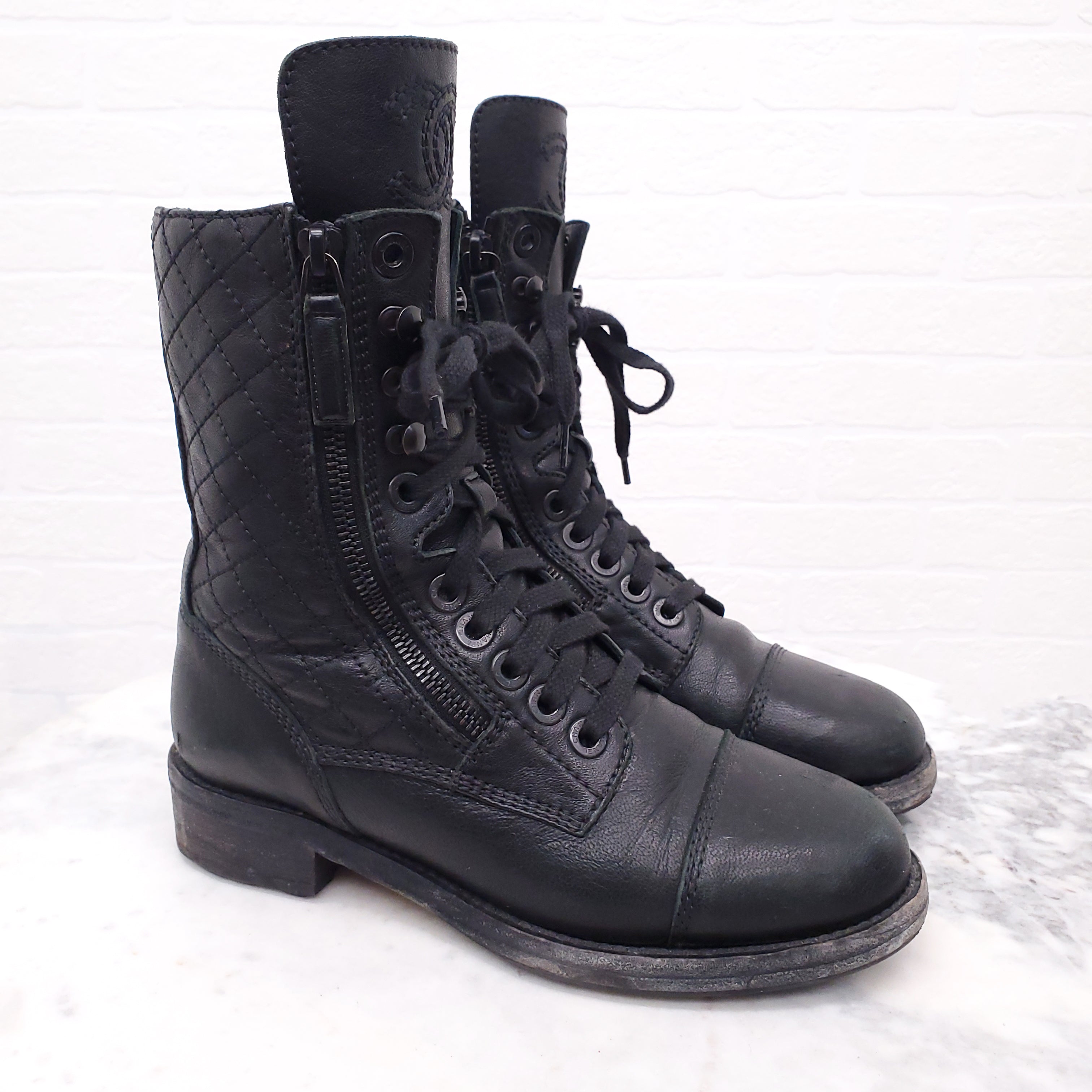 CHANEL MOTORCYCLE BOOTS - SIZE 36