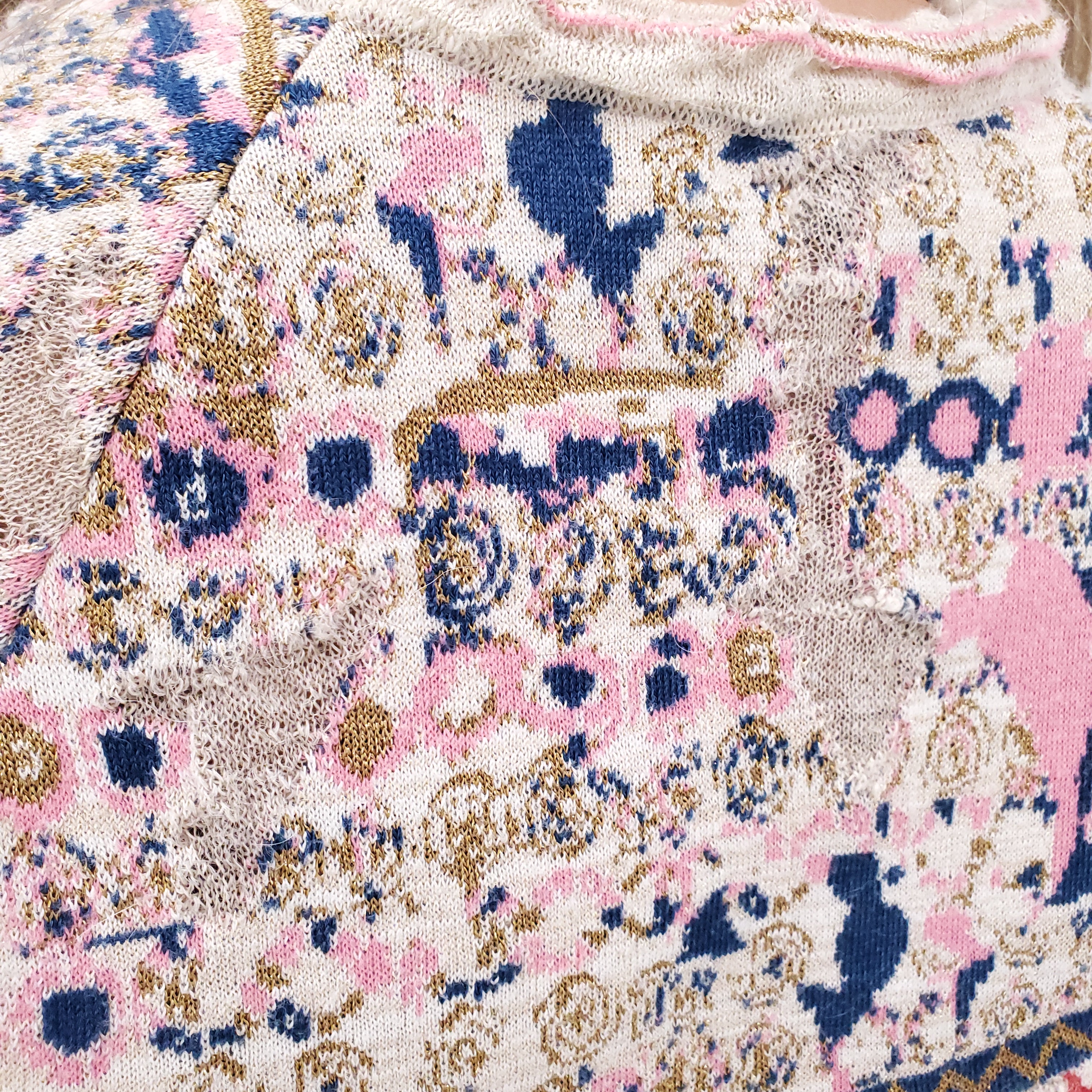 CHANEL KNIT PATTERNED SWEATER - SIZE 36