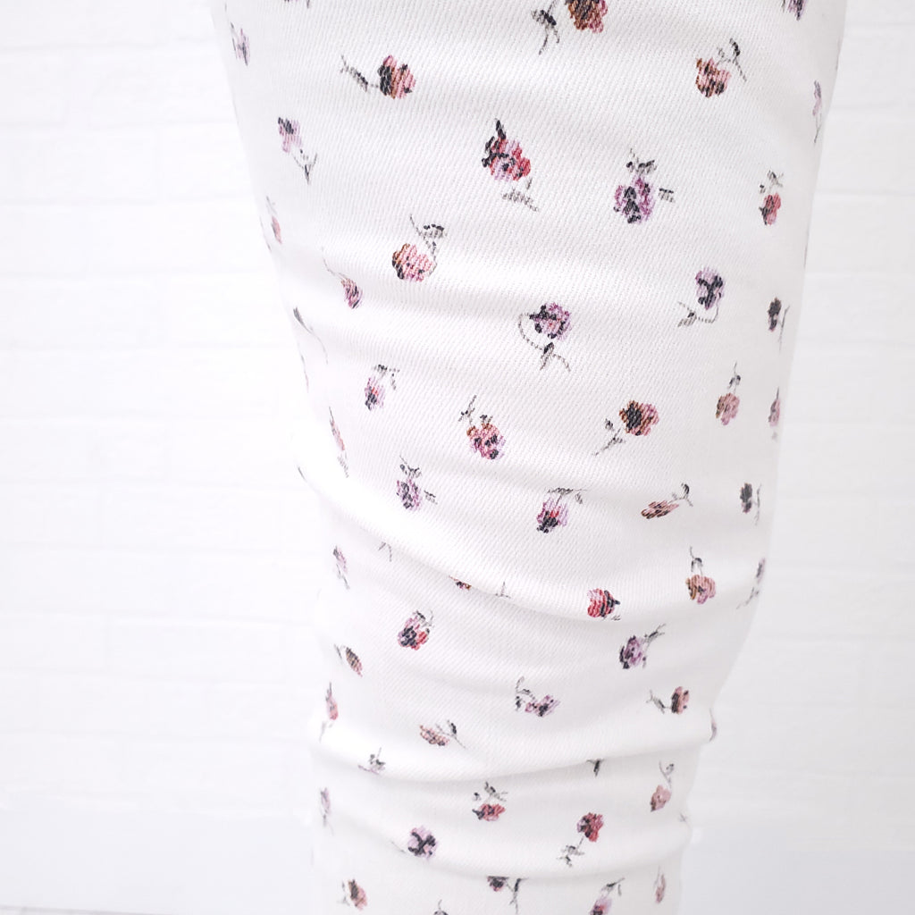 CURRENT/ELLIOTT FLORAL WHITE DENIM JEANS - SIZE 30