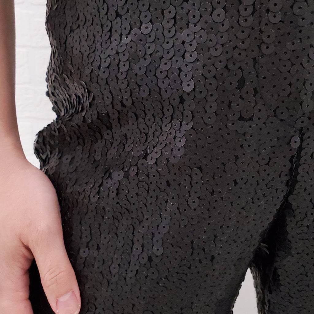GIANNI VERSACE BLACK SEQUIN PANTS - SIZE 8