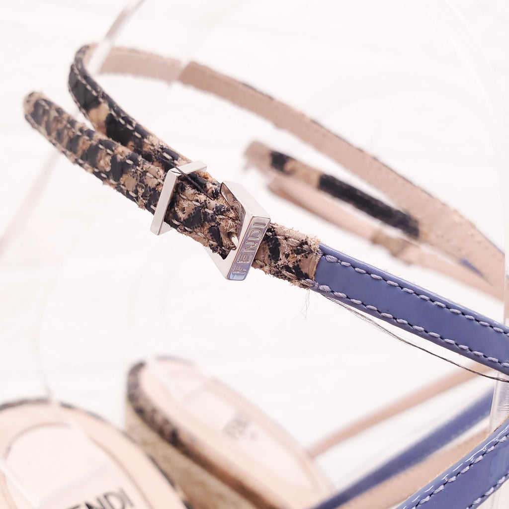 FENDI LAVENDER PATENT PLATFORM SANDALS - SIZE 38