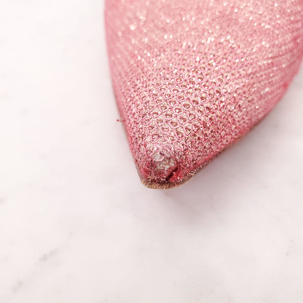 CHRISTIAN LOUBOUTIN PINK METALLIC HEELS - SIZE 37.5