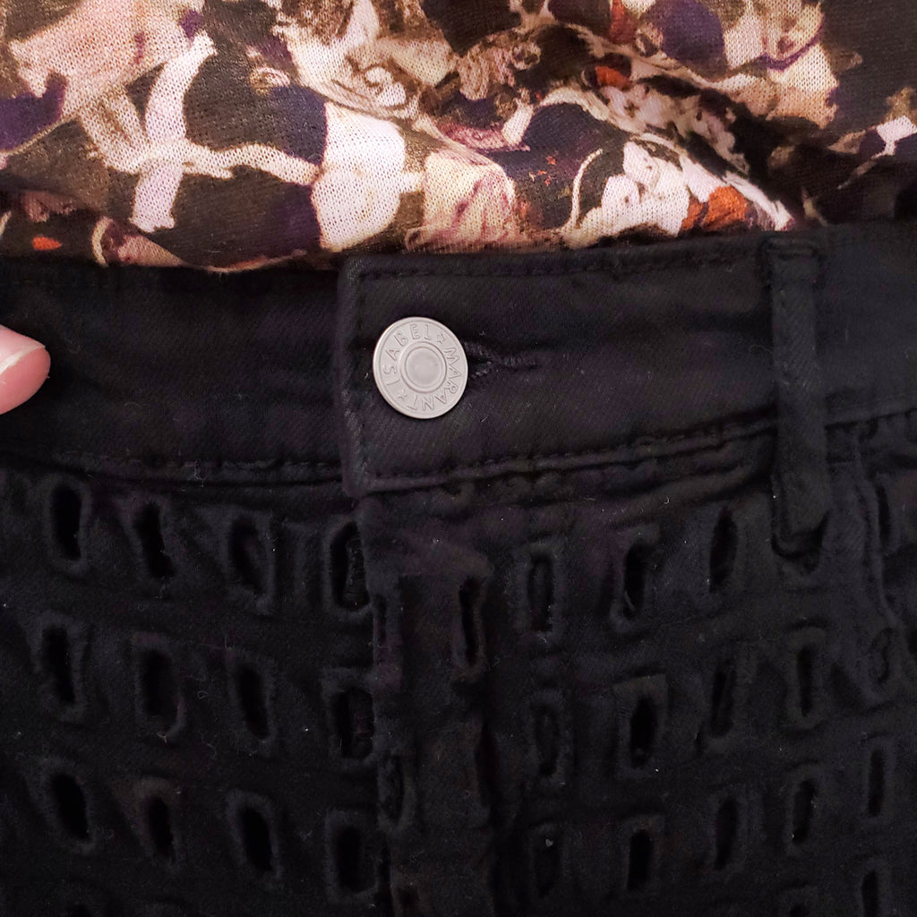 ISABEL MARANT CUT OUT JEANS WITH SHEER LEG - SIZE 44