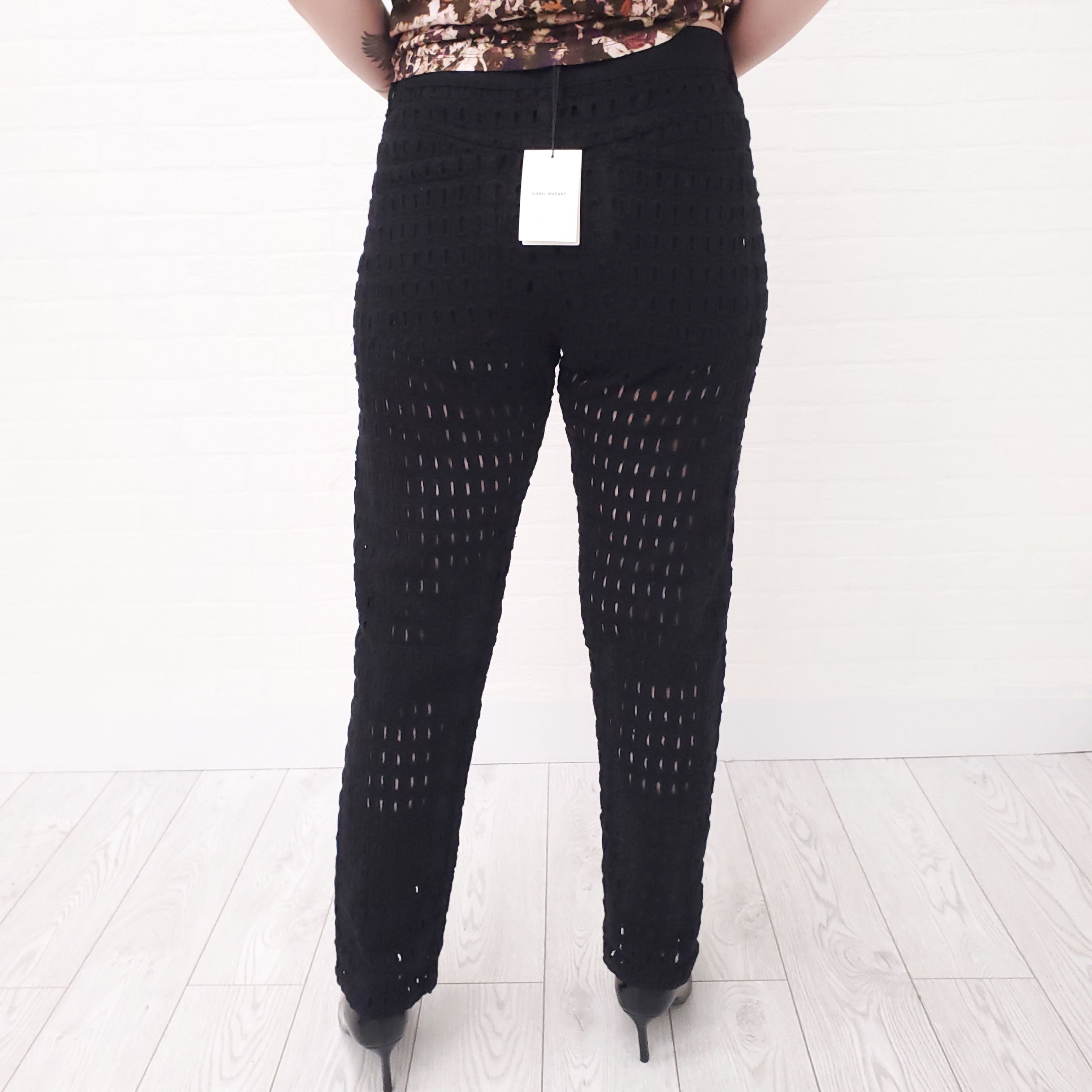 ISABEL MARANT CUT OUT JEANS WITH SHEER LEG - SIZE 44