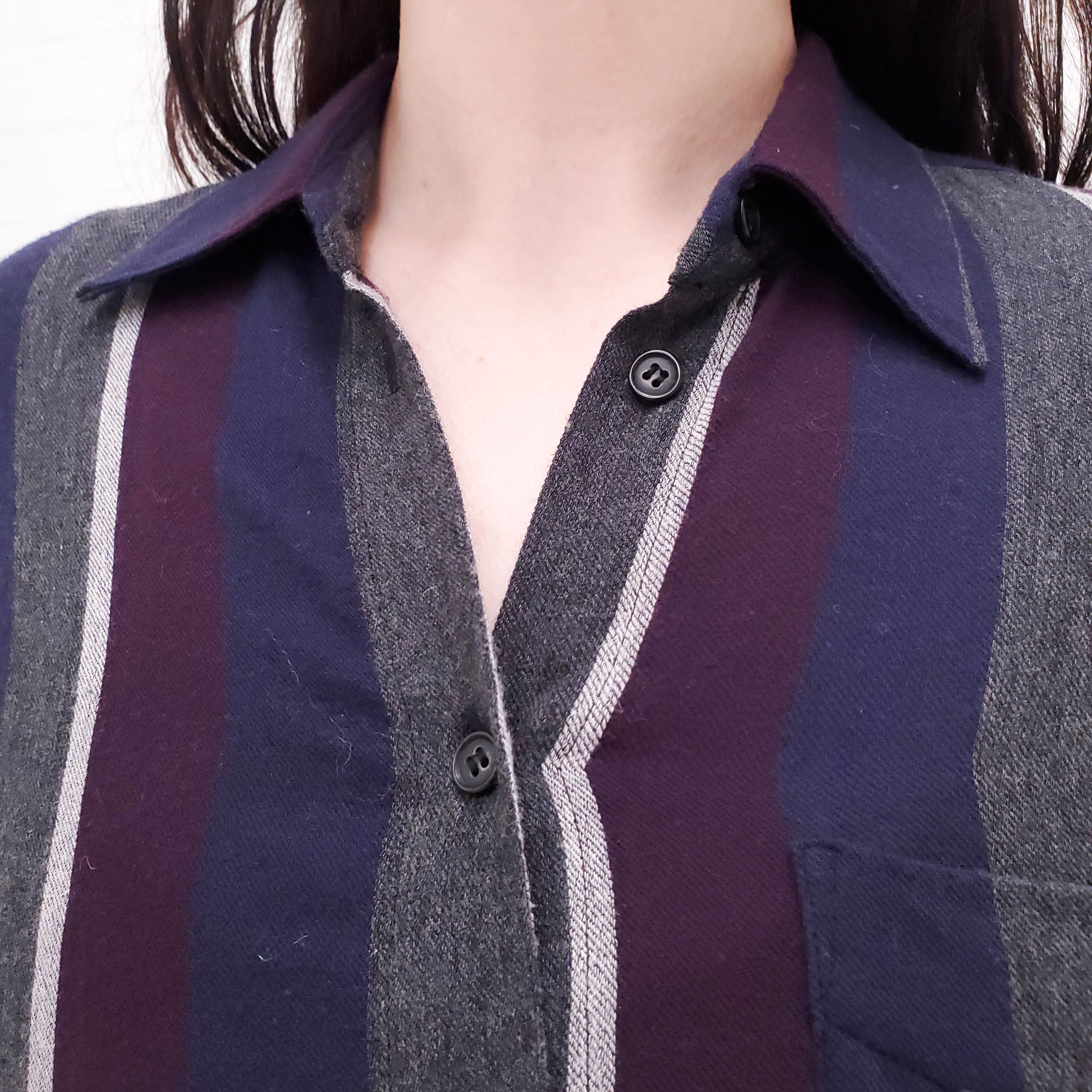 SMYTHE NAVY STRIPE SHIRT - SIZE M