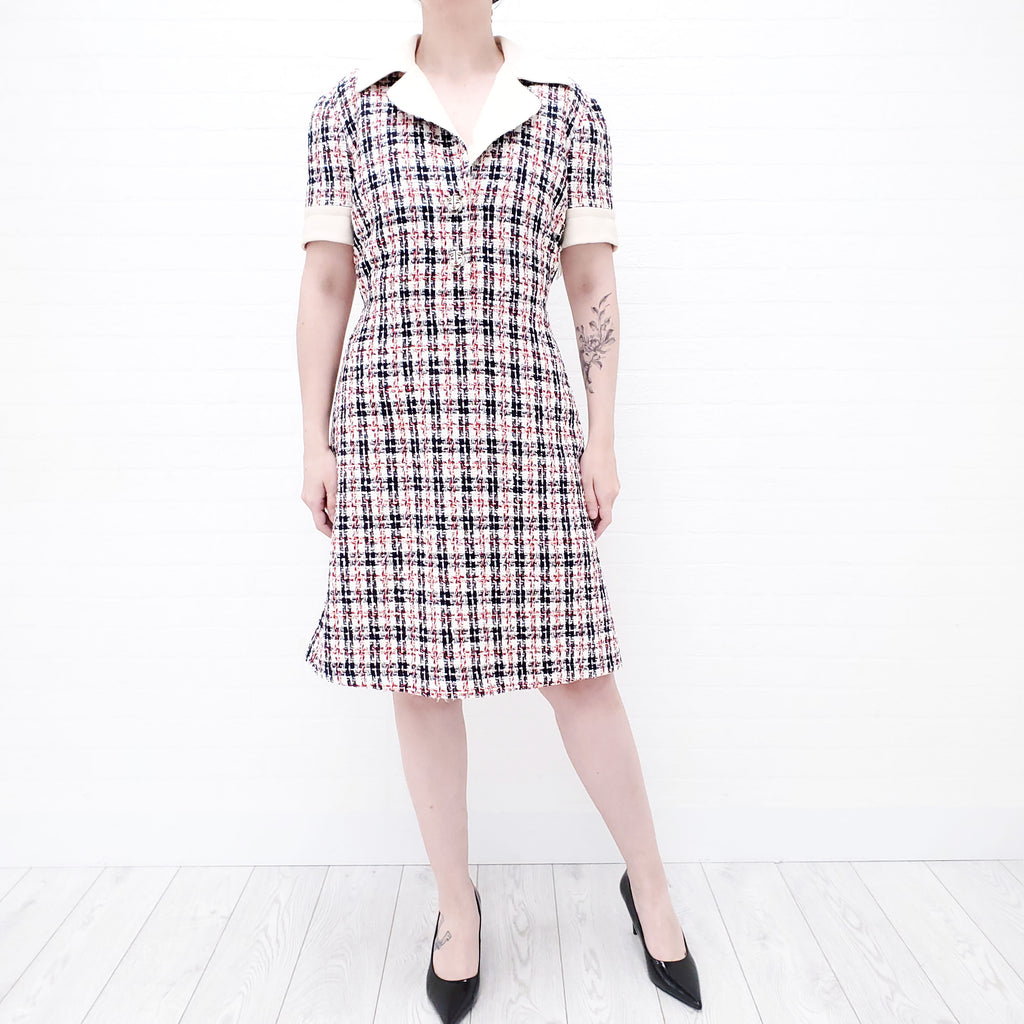 GUCCI TWEED DRESS WITH TIGER BUTTONS - SIZE 46