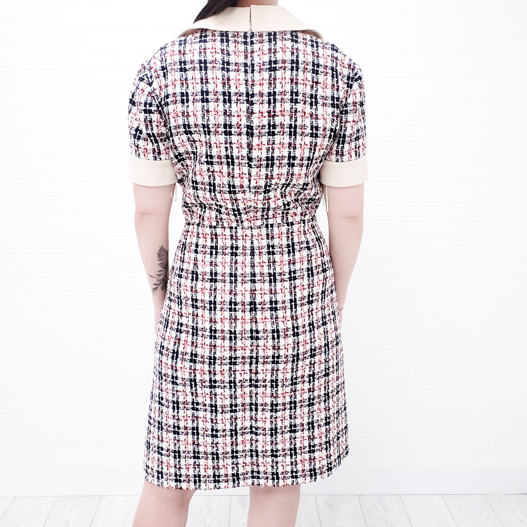 GUCCI TWEED DRESS WITH TIGER BUTTONS - SIZE 46