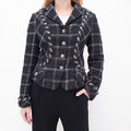 CHANEL TWEED GREY AND WHITE BLAZER - SIZE 38