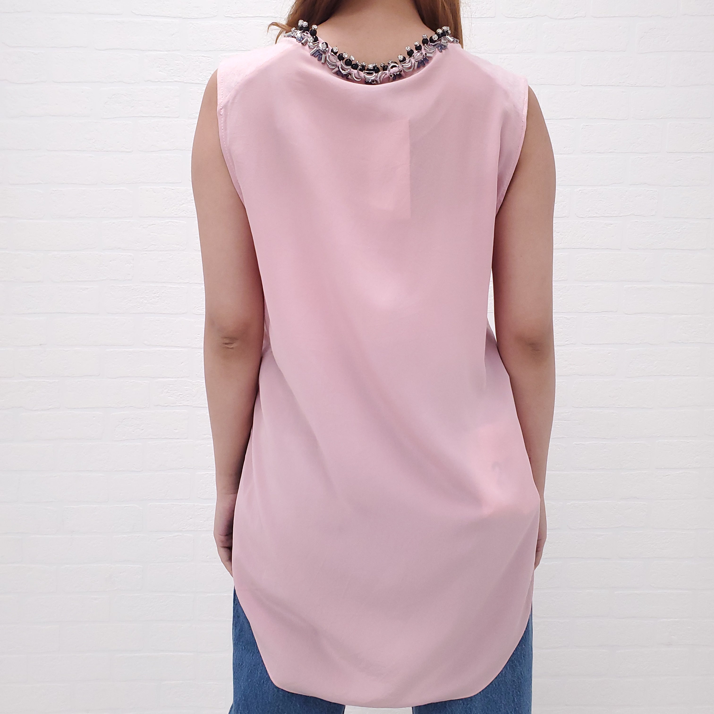 3.1 PHILLIP LIM PINK EMBELLISHED TANK TOP - SIZE 4
