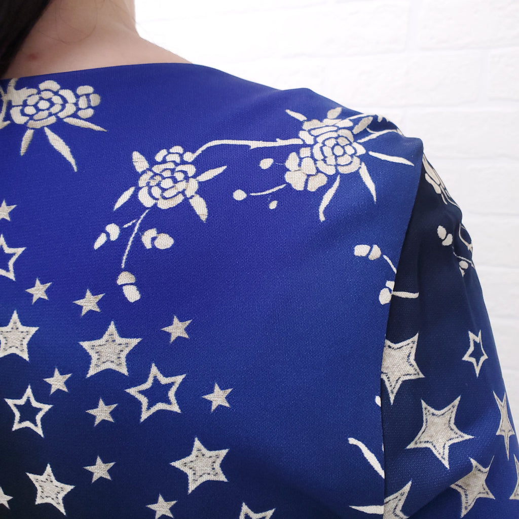 ROBERTO CAVALLI STAR FLORAL LONG SLEEVE TOP WITH CRYSTAL DETAIL -SIZE 40