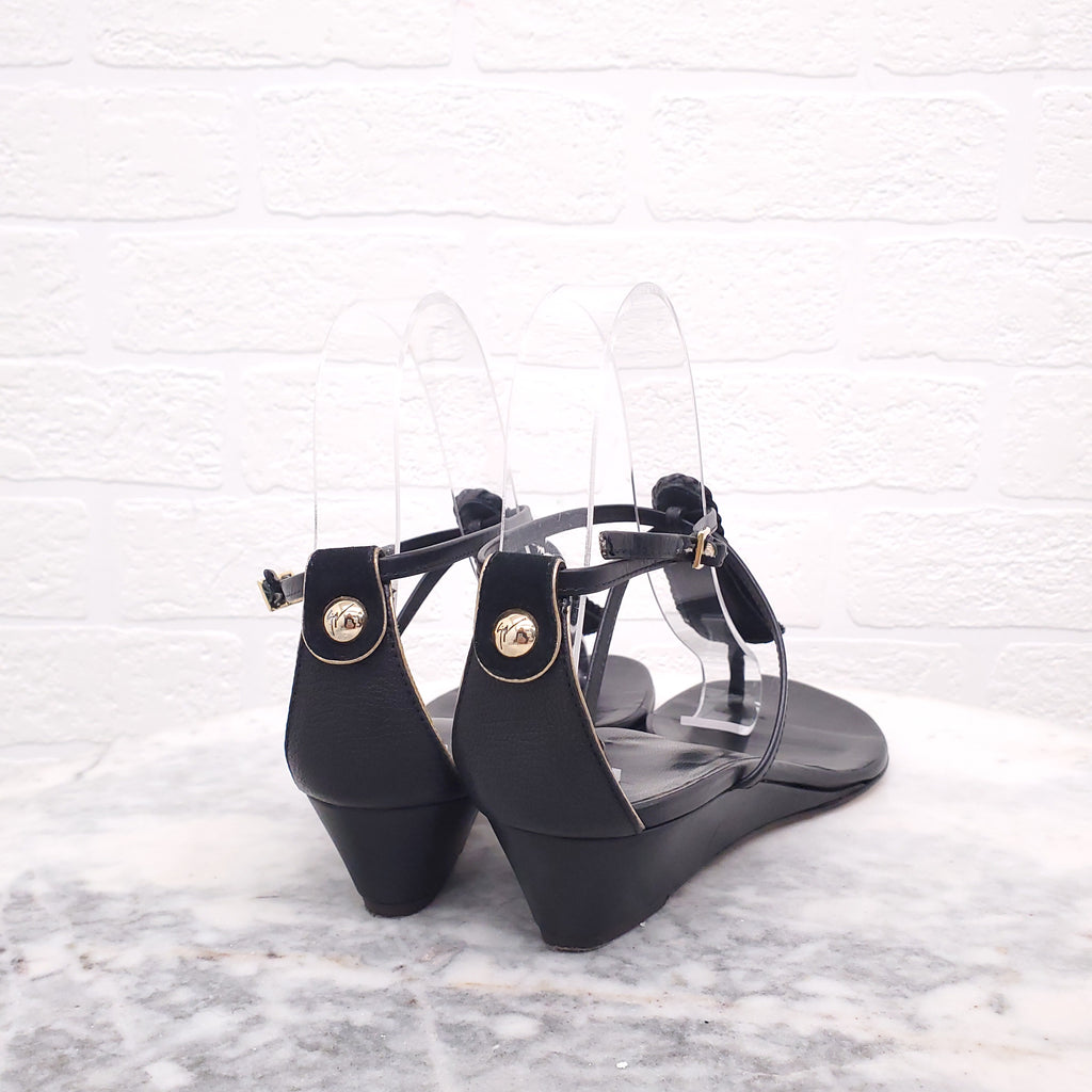 GIUSEPPE ZANOTTI BLACK AND GOLD SANDALS - SIZE 36