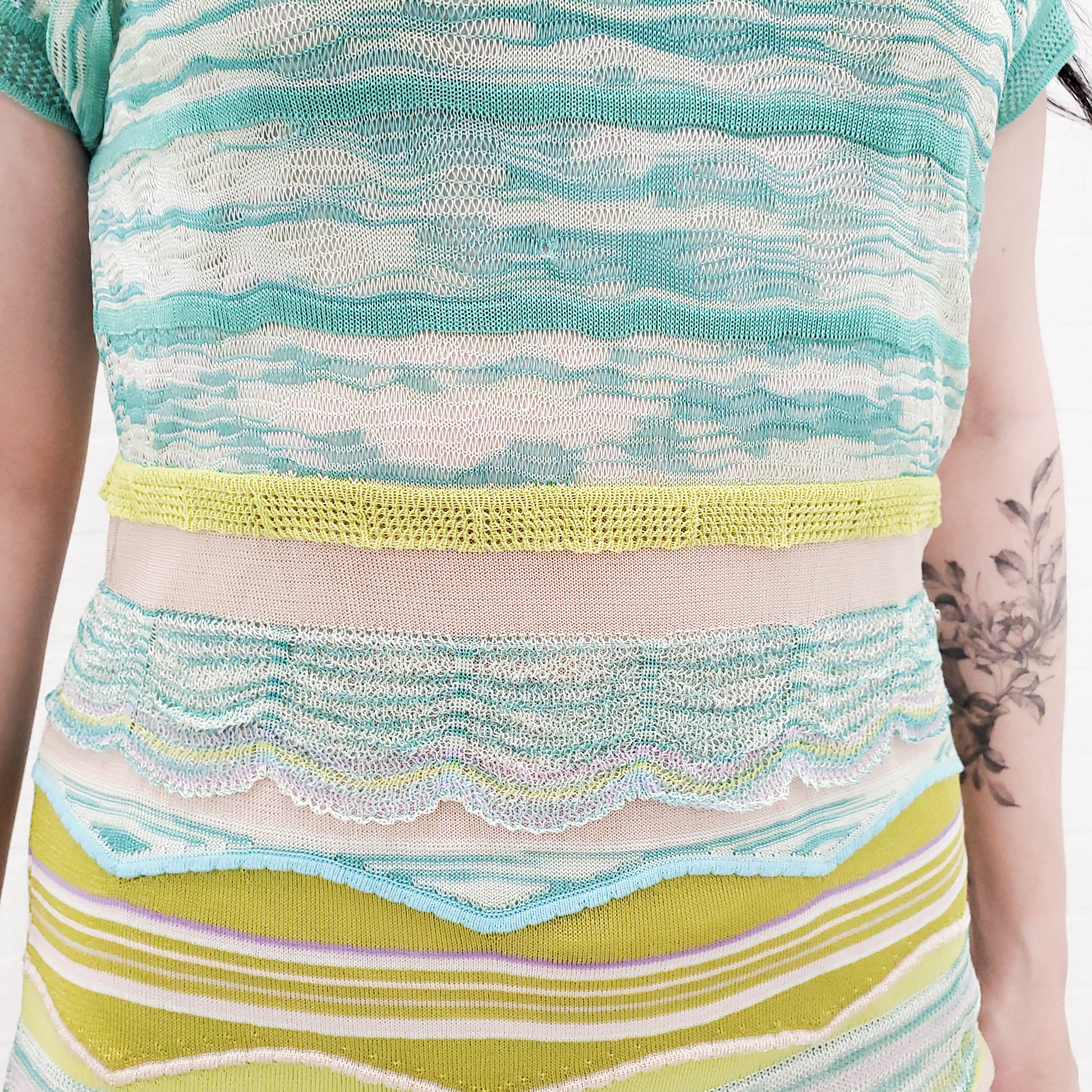 MISSONI GREEN AND PURPLE KNIT DRESS - SIZE 44