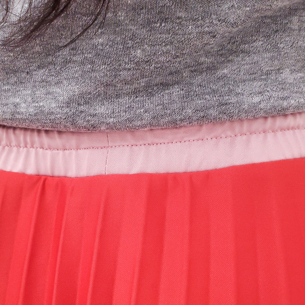 MONCLER PINK AND RED PLEATED SKIRT - SIZE 42