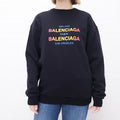 BALENCIAGA BLACK RAINBOW LOGO OVERSIZED SWEATSHIRT - SIZE XS