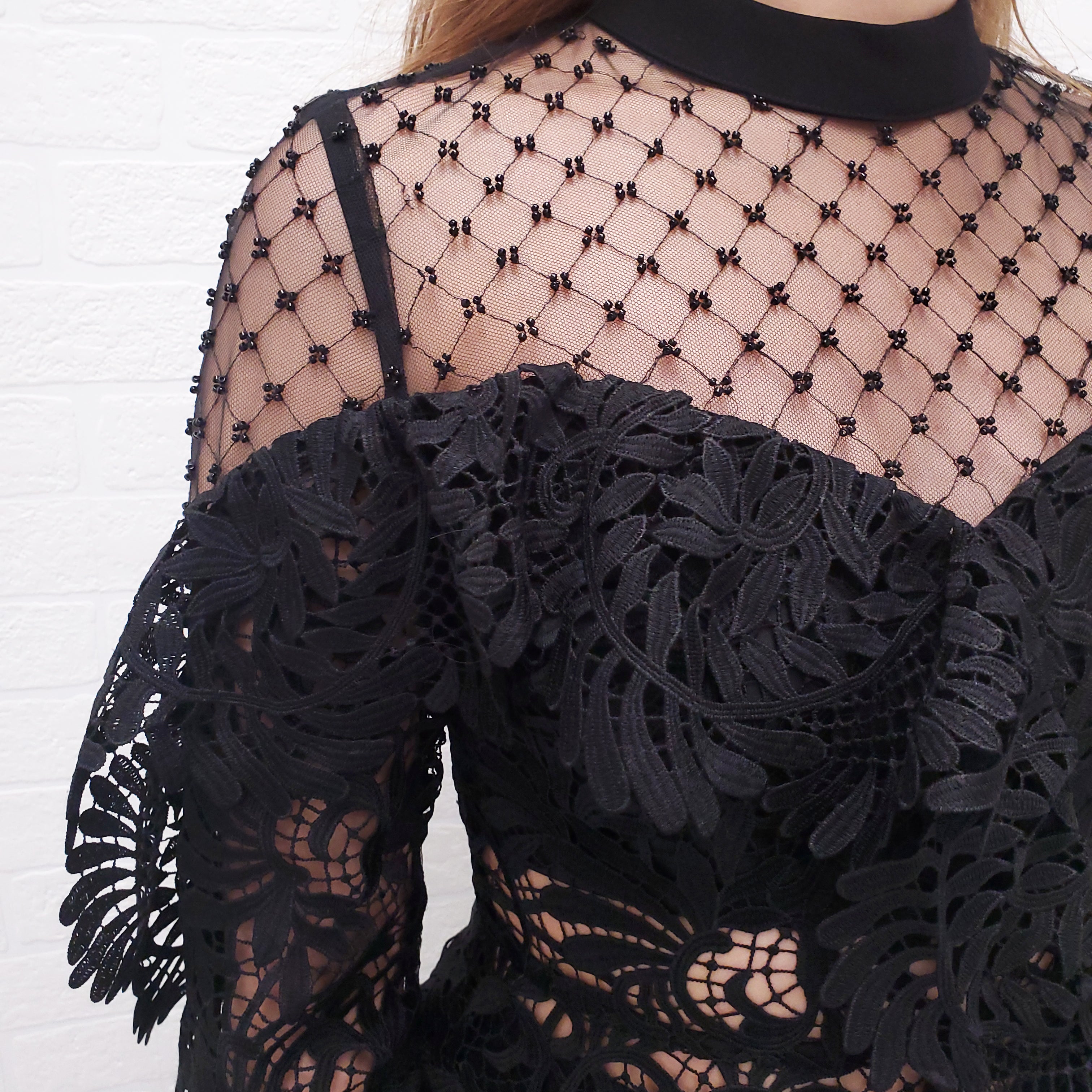 SELF-PORTRAIT SHEER BLOUSE WITH BEADING - SIZE 0