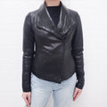 VINCE BLACK LEATHER JACKET - SIZE XS