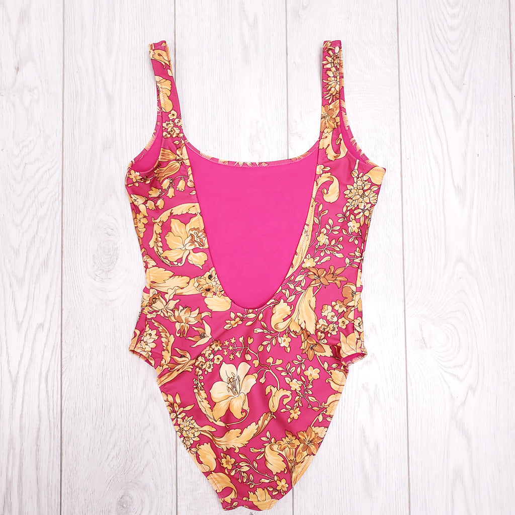 VERSACE PINK FLORAL SWIMSUIT - SIZE 1/S