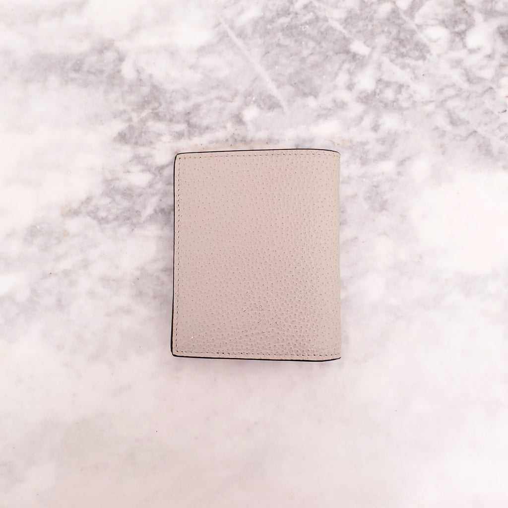 CHRISTIAN LOUBOUTIN BEIGE SPIKE COMPACT WALLET