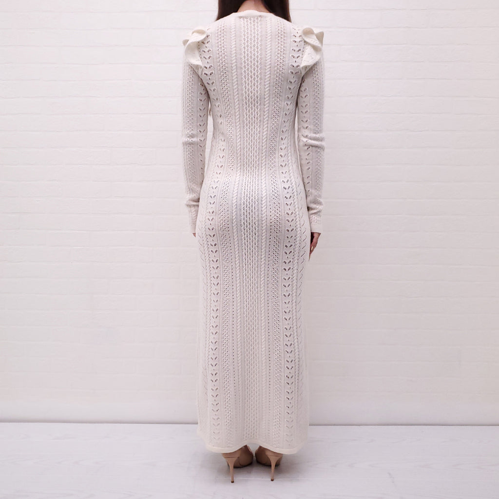 CHLOÉ CREAM LONG SLEEVE KNIT DRESS - SIZE S