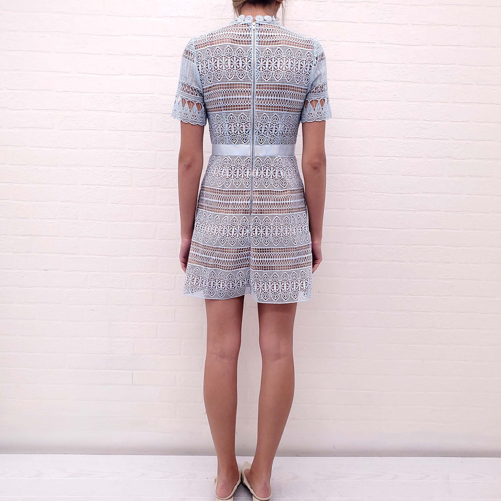 SELF-PORTRAIT BABY BLUE EYELET DRESS - SIZE 4